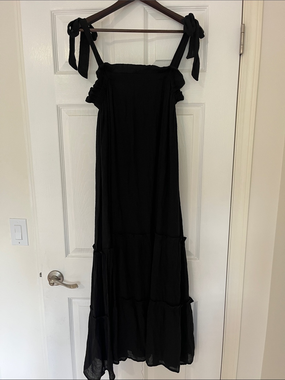 Blu Pepper Black Tie-Shoulder Maxi Dress - Women's Summer Dress Medium